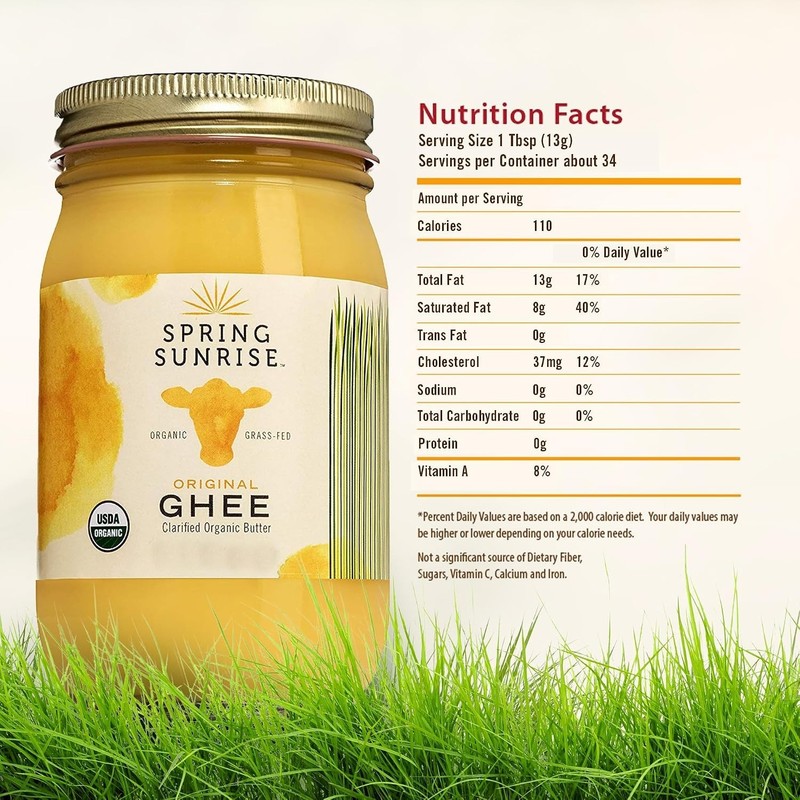 Spring Sunrise Grass Fed Organic Ghee - USDA Certified,8 oz Jar gallery