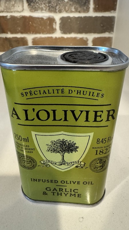 A L’Olivier Extra Virgin Garlic & Thyme Infused Olive Oil 250ml Tin