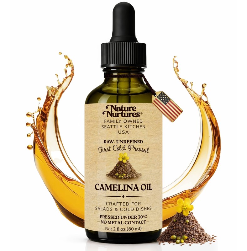 Camelina Oil for Cooking Raw Unrefined First Cold-Pressed Below 30C Made in USA
