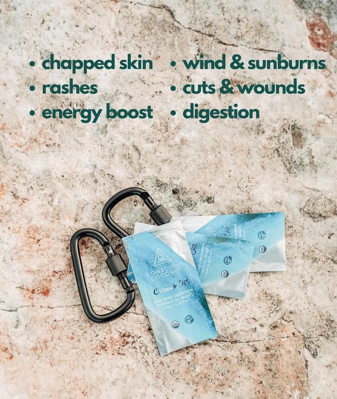 Organic Travel Coconut Oil Packets - Cold-Pressed Virgin for Skin & Hair Care gallery
