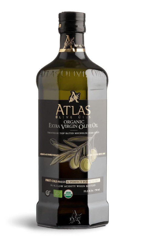 Atlas 750 mL Organic Cold Press Extra Virgin Olive Oil in Glass Bottle, Polyphen