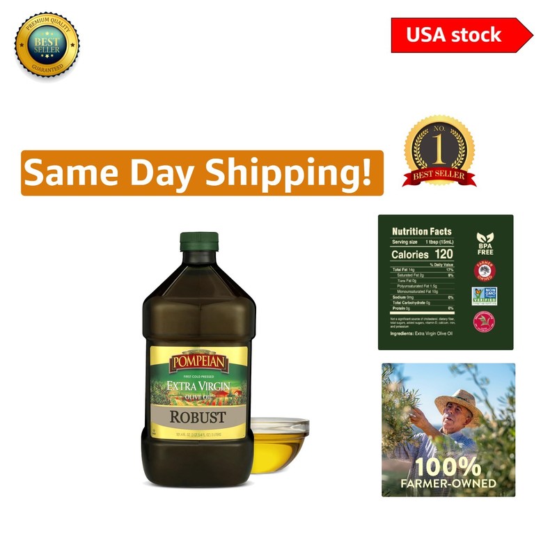 Robust First Cold Pressed Extra Virgin Olive Oil – 101 Fl Oz for Gourmet Cooking