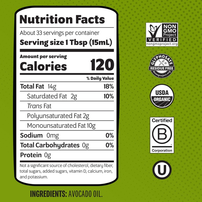 Chosen Foods Organic Avocado Oil, 16.9 Fl Oz - All Purpose Cooking Oil made from gallery