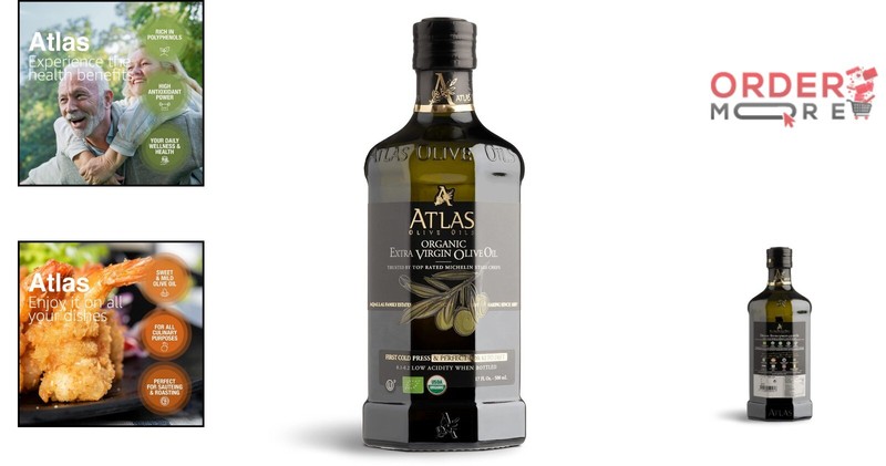 Atlas Cold Pressed Extra Virgin Olive Oil - Organic & Polyphenol Rich, 500 mL gallery