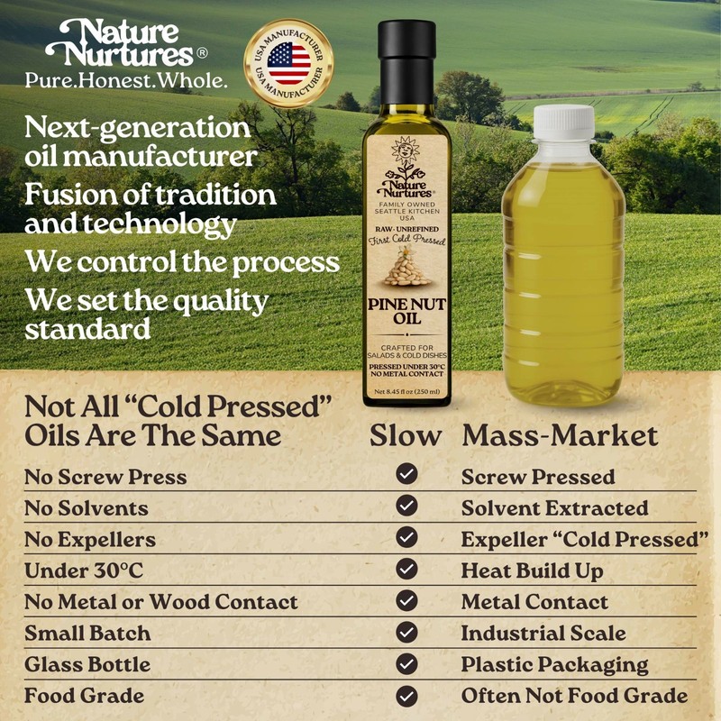 Pine Nut Oil for Cooking Raw Unrefined First Cold-Pressed Below 30C Made in USA gallery