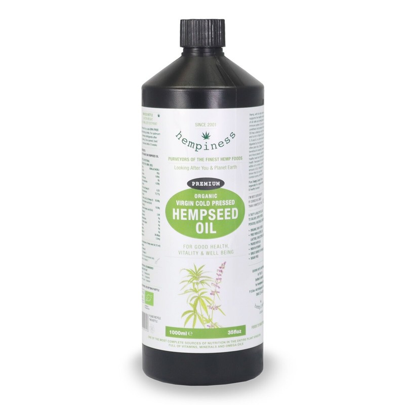 Hempiness Organic Premium Hemp Seed Oil 1 litre | Cold-Pressed Hempseed Oil