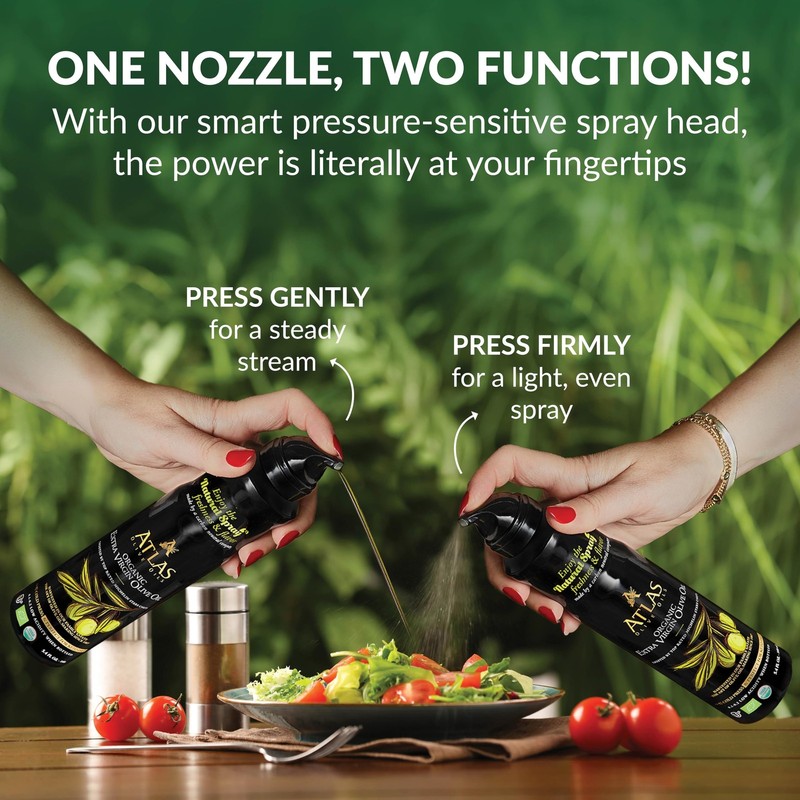 Olive Oil Spray by Atlas, Dual Function Olive Oil Cooking Spray and Stream, 5.4 gallery