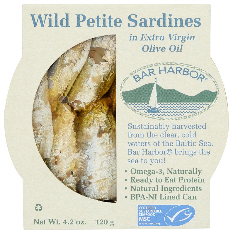 Bar Harbor Wild Petite Sardines In Extra Virgin Olive Oil 4.2 Ounce Pack
