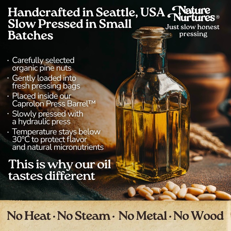 Pine Nut Oil for Cooking Raw Unrefined First Cold-Pressed Below 30C Made in USA gallery