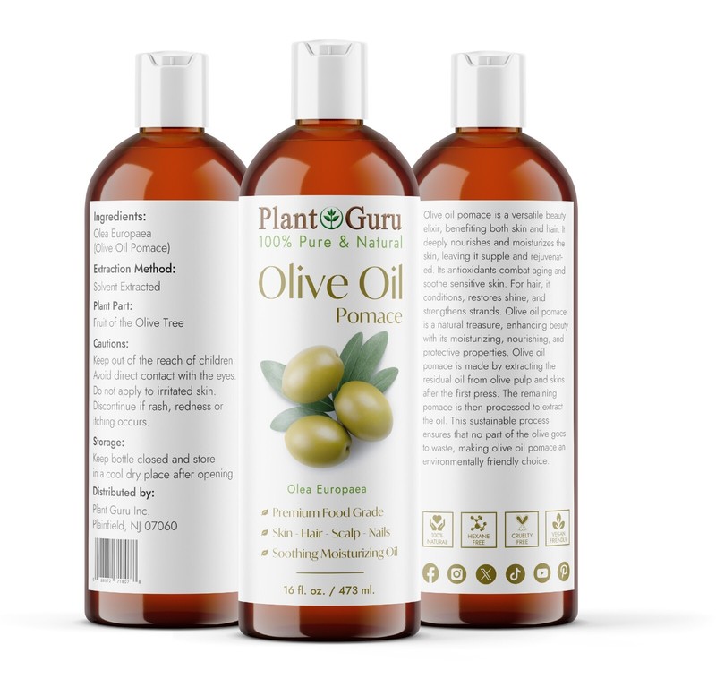 Olive Oil Pomace 16 oz. 100% Pure Natural Carrier For Skin, Hair, Face, Massage gallery