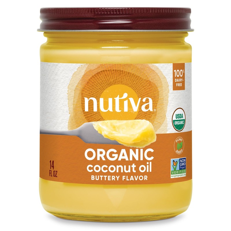 Nutiva Organic Coconut Oil with Butter Flavor from non-GMO, Steam Refined,