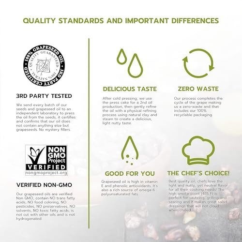 Cold Pressed Grapeseed Oil 1 Gallon High Heat Cooking Oil for Frying Baking gallery