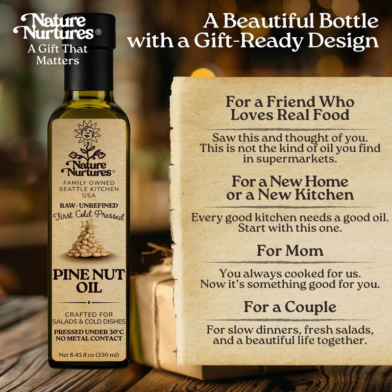 Pine Nut Oil for Cooking Raw Unrefined First Cold-Pressed Below 30C Made in USA gallery