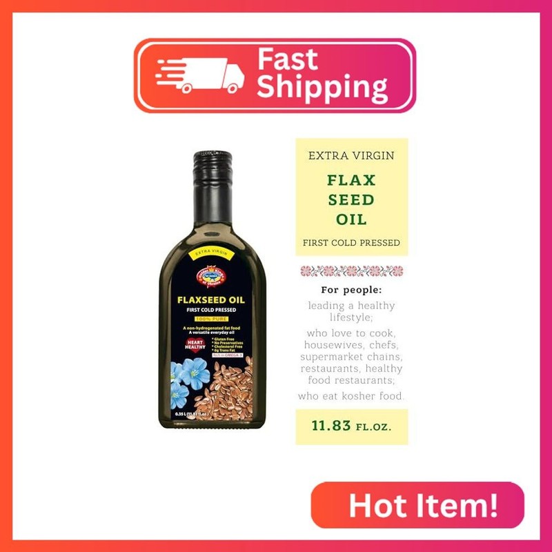 Flaxseed Oil 11.83 oz (350ml) Cold Pressed, Unrefined, Extra Virgin – High in Om gallery