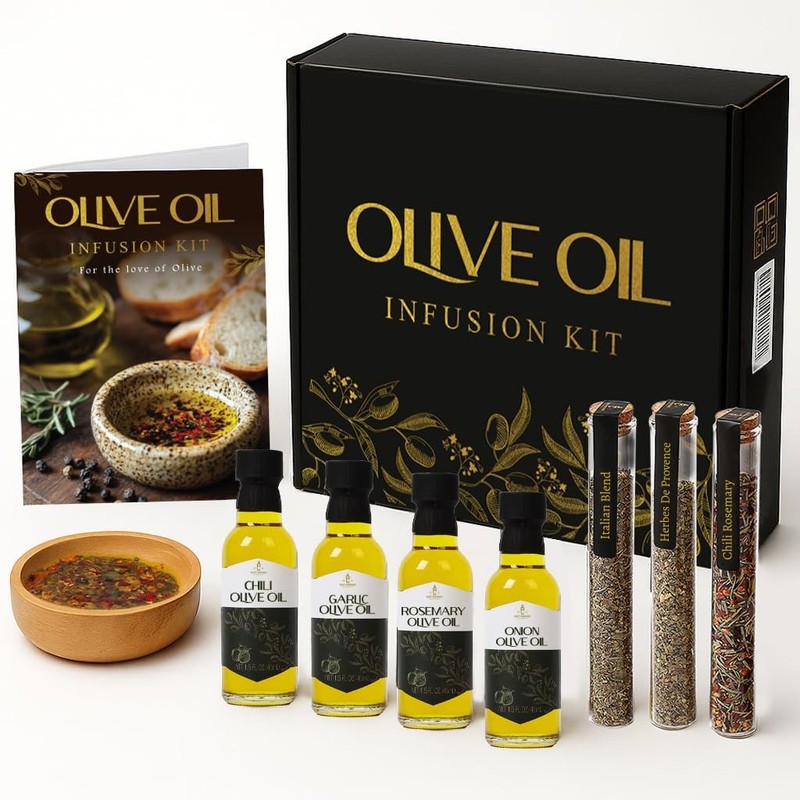 Infused Olive Oil Gift Set – Variety Pack 4 Flavored Olive Oil Extra Virgin,…
