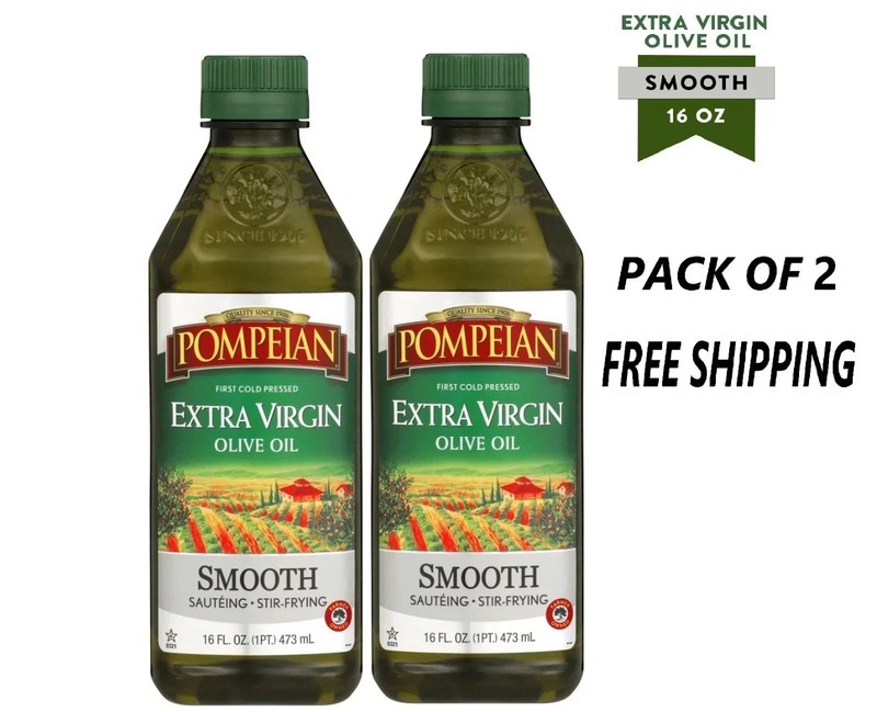 Pompeian Smooth Extra Virgin Olive Oil – 16 fl oz (Pack of 2)