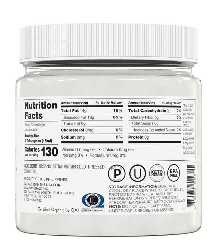 Viva Naturals Organic Coconut Oil, 16 fl oz – Unrefined, Cold-Pressed Extra Virg gallery