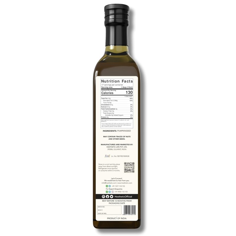 Hesthetic Pumpkin Seed Virgin Cold Pressed Oil 250ml gallery