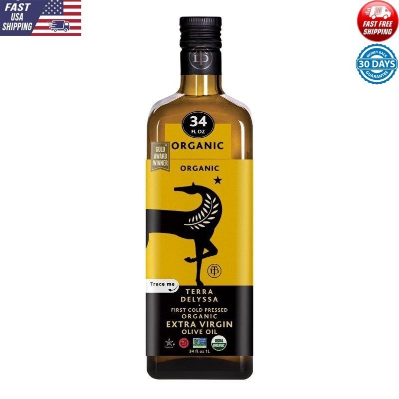 Organic EVOO Traceability Award Winning Dark Glass Bottle 34 oz Bottle New