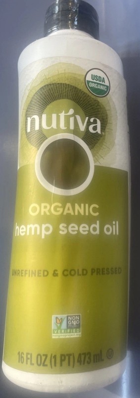 Nutiva Organic Hemp Oil Cold Pressed 16 fl oz 473 ml BPA-Free, Dairy-Free,