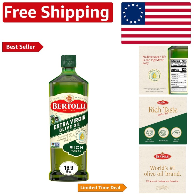 Rich Taste Extra Virgin Olive Oil, Non-GMO, 16.9 fl oz – Elevate Your Cooking