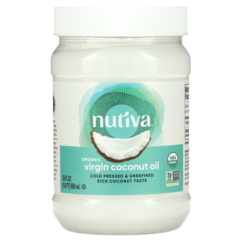 Nutiva Organic Coconut Oil Virgin 29 fl oz 858 ml B Corp, BPA-Free, Hexane-Free,