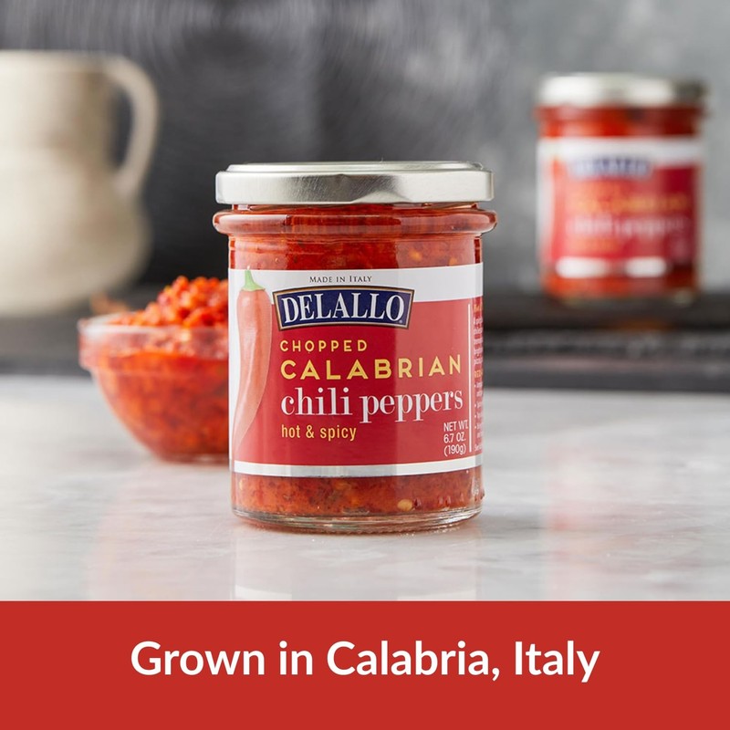 DeLallo Crushed Calabrian Chili Pepper Paste, Made in Italy, Spicy Hot Flavor... gallery