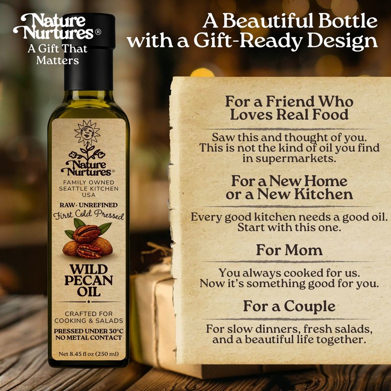 Wild Pecan Oil Cooking Raw Unrefined First Cold-Pressed Below 30C Made in USA gallery