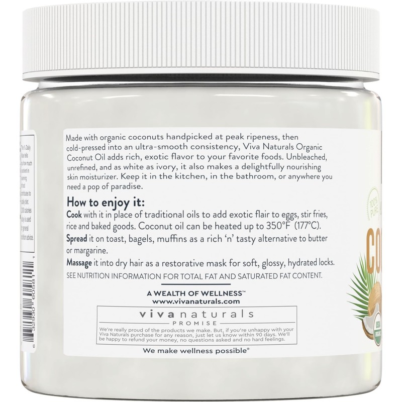 Viva Naturals Organic Coconut Oil, 16 fl oz – Unrefined, 16 Fl Oz (Pack of 1) gallery