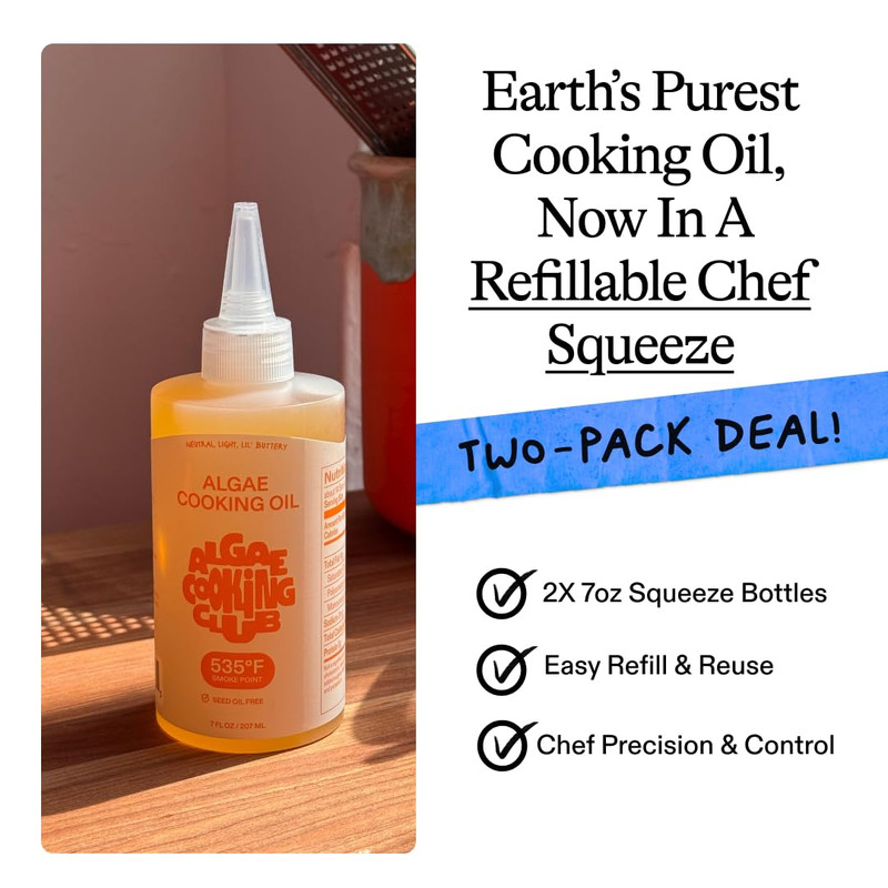 Chef-Grade 100% Algae Cooking Oil 7Oz Squeeze Bottles (2 Pack) – High Smoke P... gallery