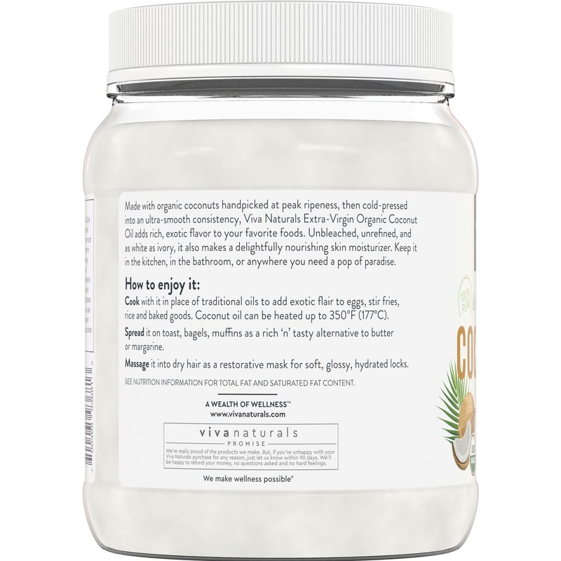 Coconut Oil Organic Unrefined Cold-Pressed Extra Virgin USDA Organic 54 fl oz gallery