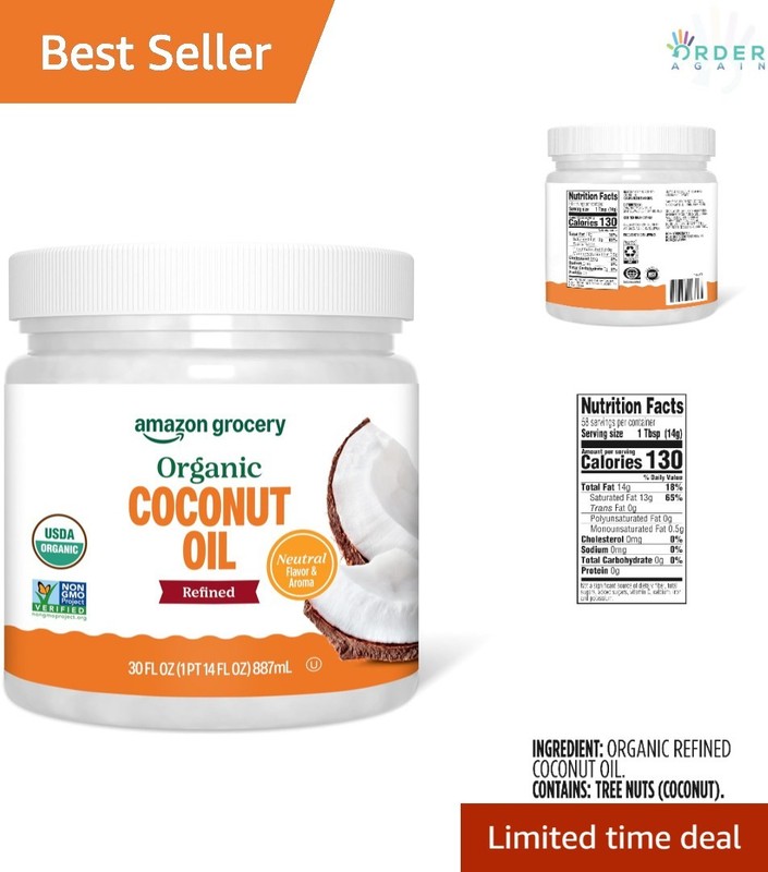 Organic Refined Coconut Oil 30 Fl Oz USDA Non-GMO Versatile Cooking