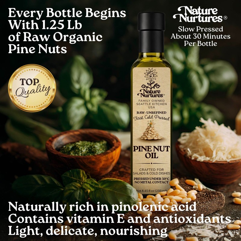 Pine Nut Oil for Cooking Raw Unrefined First Cold-Pressed Below 30C Made in USA gallery