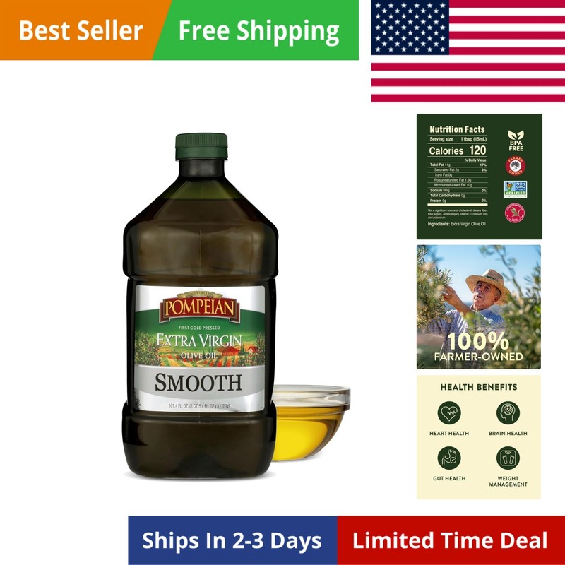 Smooth Extra Virgin Olive Oil, Contains Polyphenols, First Cold Pressed, 101 …