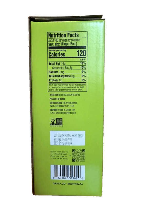 Graza Box O' Sizzle Extra Virgin Olive Oil * Cooking Oil - 1.5 Ltr gallery