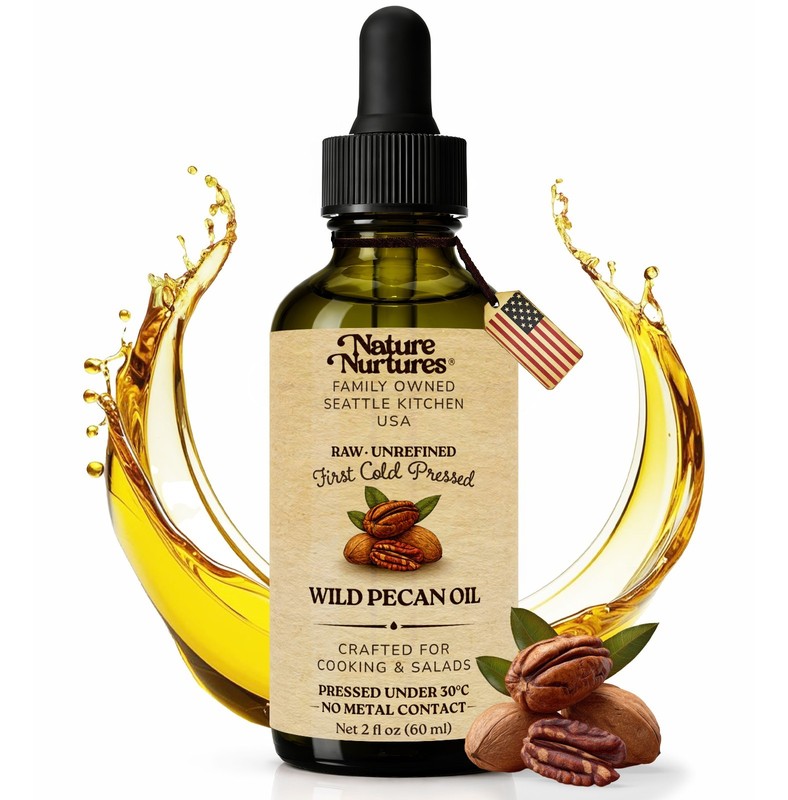 Wild Pecan Oil Cooking Raw Unrefined First Cold-Pressed Below 30C Made in USA