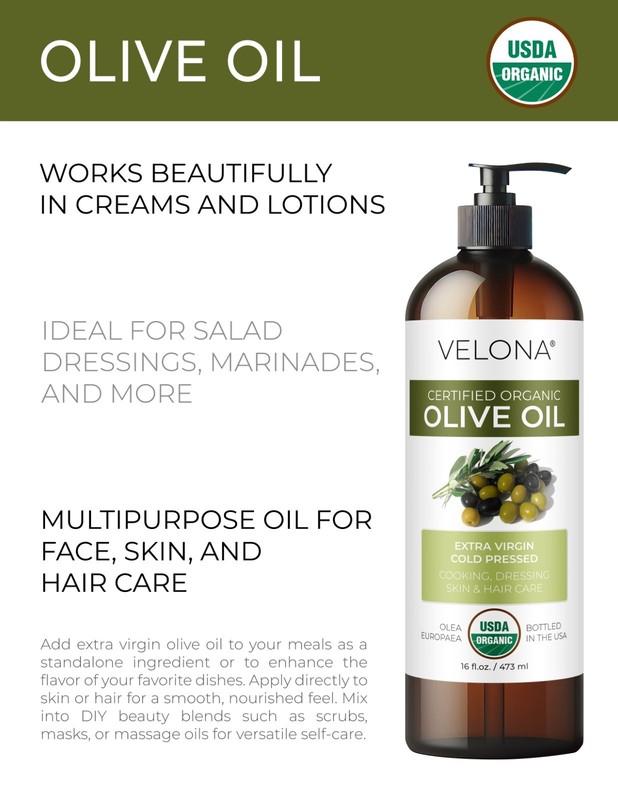 Velona USDA Certified Organic Olive Oil - 32 oz | Extra Virgin Cold Pressed Pure gallery