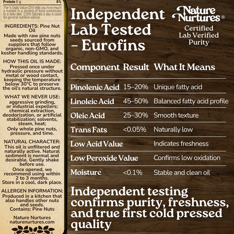 Pine Nut Oil for Cooking Raw Unrefined First Cold-Pressed Below 30C Made in USA gallery