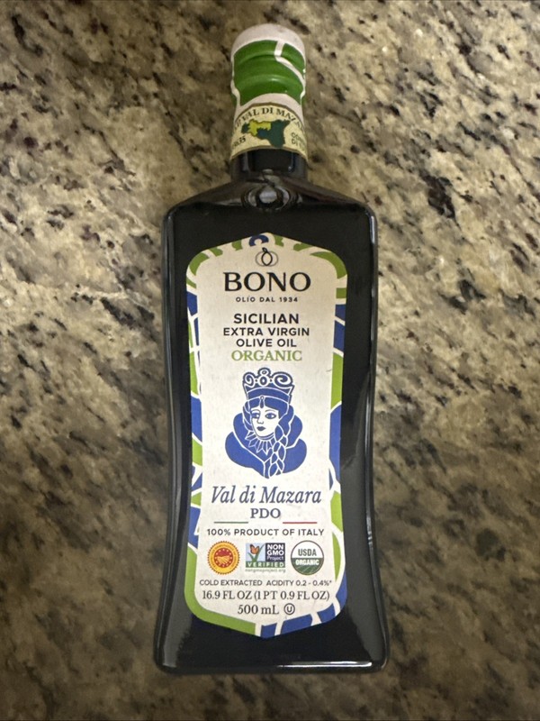 Sicilian Organic Extra Virgin Olive Oil 16.9 Fl Oz PDO Certified Gourmet Cooking
