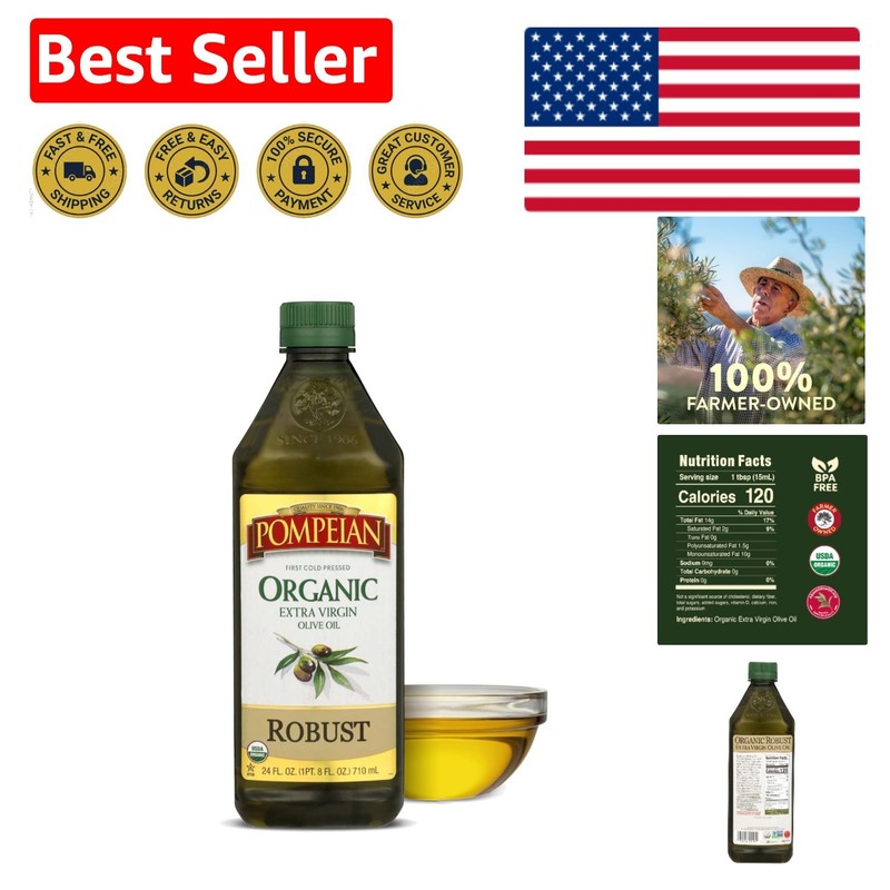 USDA Organic Robust Extra Virgin Olive Oil – 24 FL. OZ for Gourmet Cooking