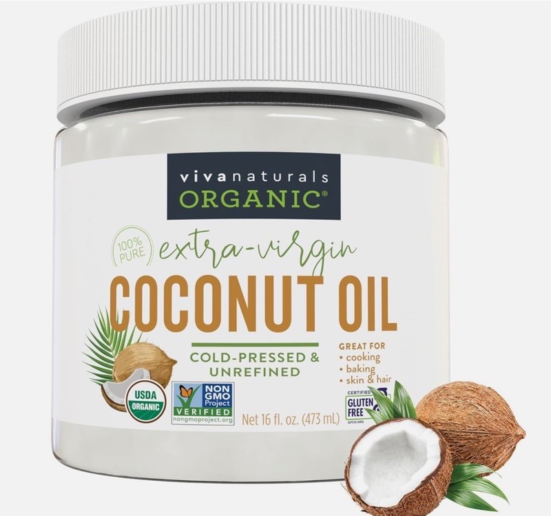 16 fl oz Viva Naturals Coconut Oil USDA Organic, Unrefined Extra Virgin, Non-GMO