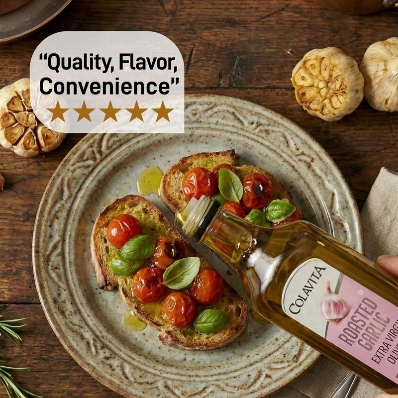Colavita Roasted Garlic Extra Virgin Olive Oil, 32 Fl Oz – Cold Pressed EVOO gallery