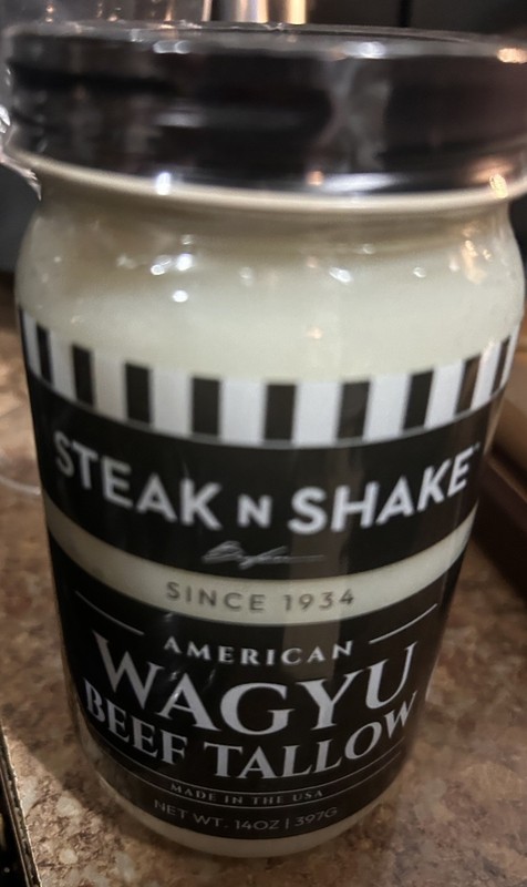 Steak n Shake 100% Grass-Fed Beef Tallow Cooking Oil 14oz Jar Sealed Exp 8/2026