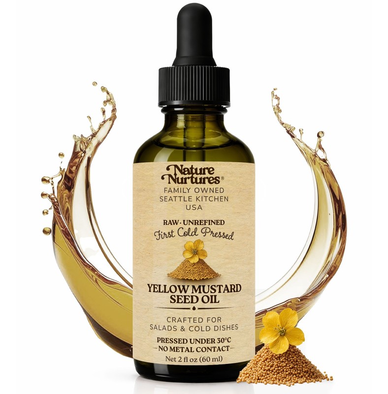 Yellow Mustard Oil Raw Unrefined First Cold-Pressed Below 30C Made in USA