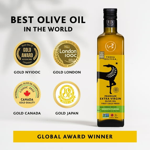 Terra Delyssa Extra Virgin Olive Oil First Cold Pressed 17 fl oz Glass gallery