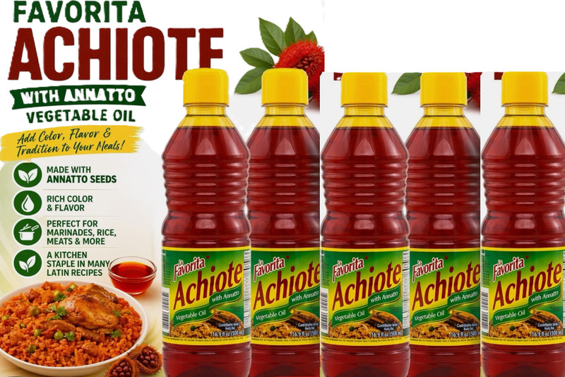 Vegetable Oil with Annatto 16.9 oz Premium Cooking Oil for Flavor 5PK