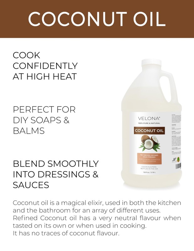 velona Coconut Oil 76 Degree 1 Gallon / 128 Fl Oz | 100% Pure and Natural Car... gallery