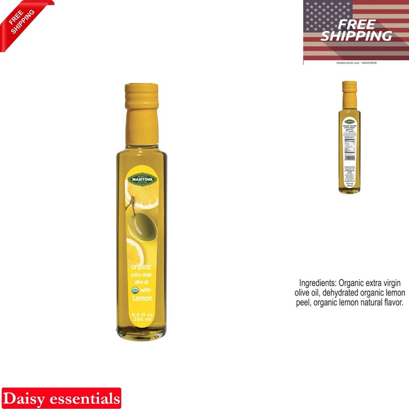 Organic Lemon Extra Virgin Olive Oil 8.5 fl oz Unrefined Italian Cuisine Flavor