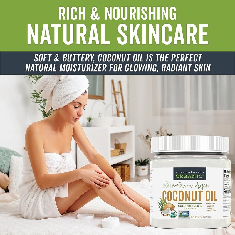 Viva Naturals Organic Coconut Oil, Cold-Pressed Natural Hair /Skin Cooking Oil gallery