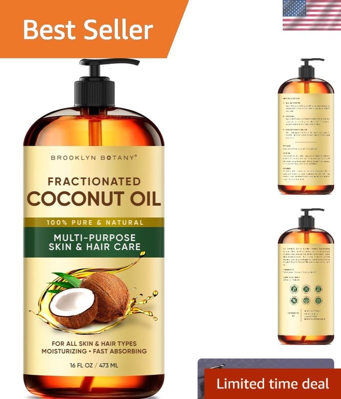 All-Natural 16 Fl Oz Fractionated Coconut Oil for Hair, Skin & Massage Therapy